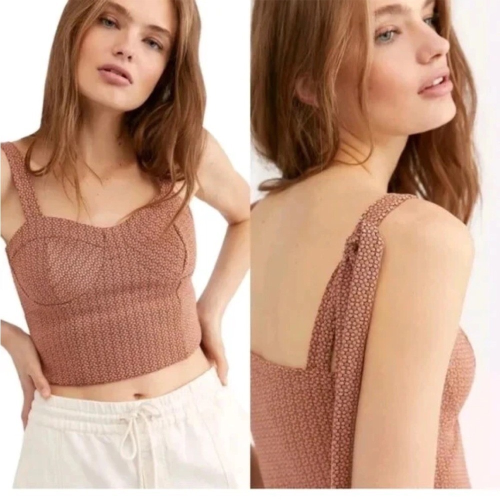 Free People Sunflower Corset Bustier Tank Top Medium Boho Festival Corset